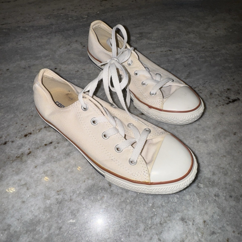 Converse All Star Youth 3 Cream White Sneakers Lace Up Kids